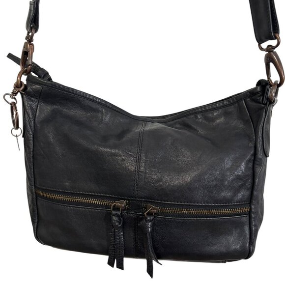 AMSTERDAM HERITAGE Shoulder Bag Black Slouchy Multiple Zippers Bronze Hardware - Picture 3 of 15